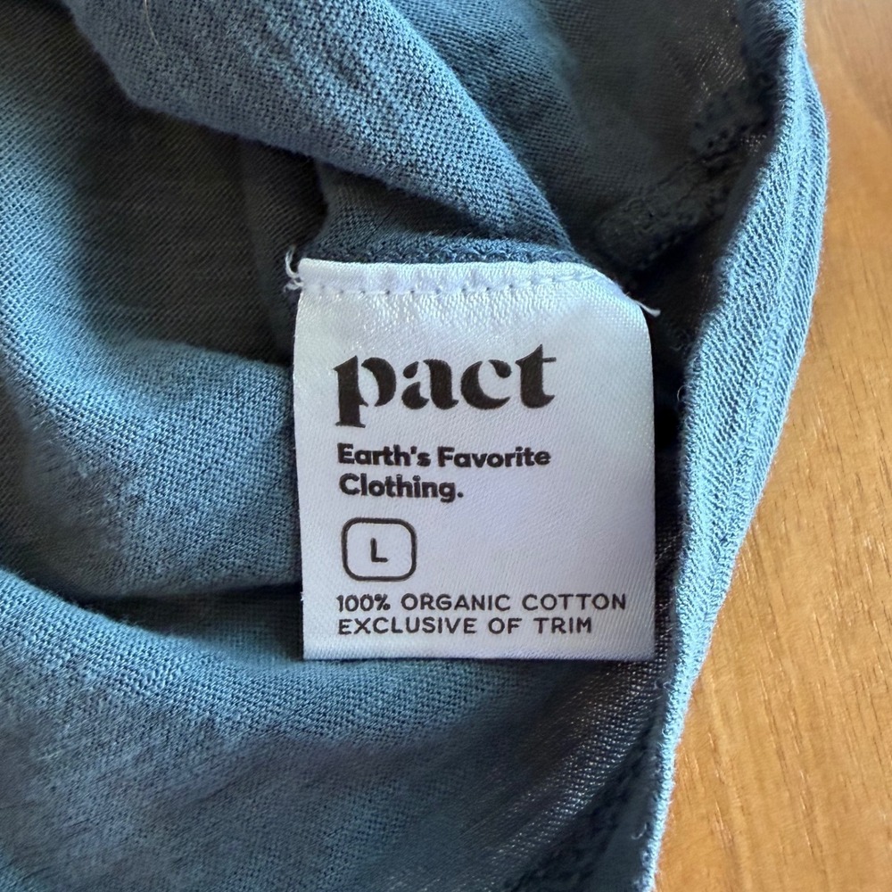Pact Organic Cotton Ruffle Sleeve Scoop Neck Gray Slub Knit Top Large - Picture 7 of 7